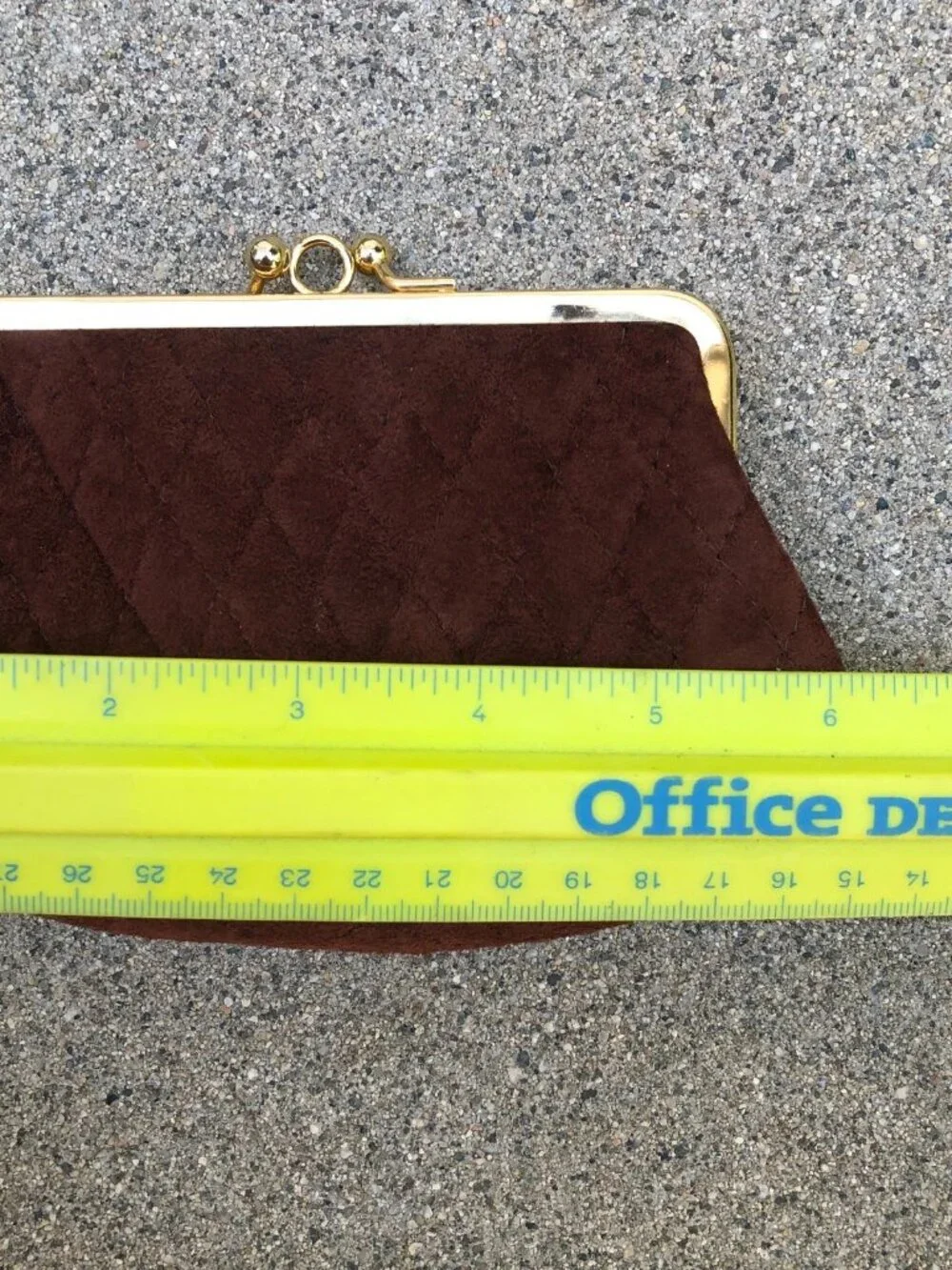 Vintage AR Quilted Coin Purse Wallet Clutch Women's Brown Leather Suede 6